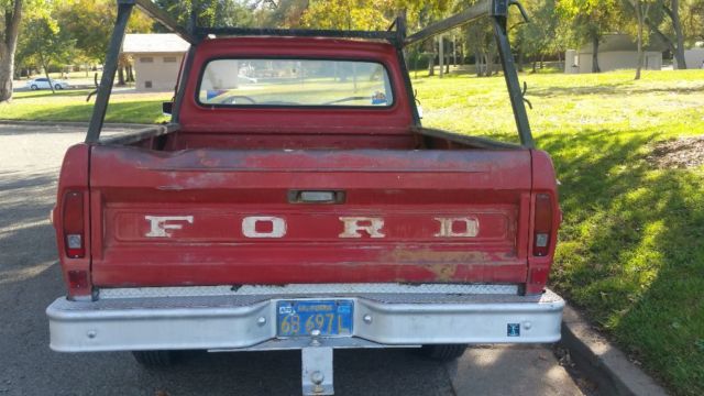 1972 Red Ford F-100 Standard Cab Pickup