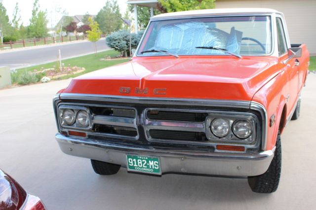 1972 Orange body with white top GMC Sierra 1500 1/2 ton wideside LWB