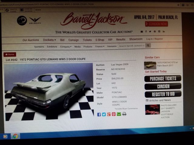 1972 Orange Pontiac GTO Coupe