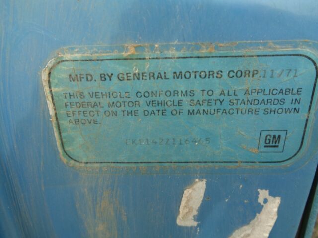 1972 Blue Chevrolet C/K Pickup 1500 Standard Cab Pickup