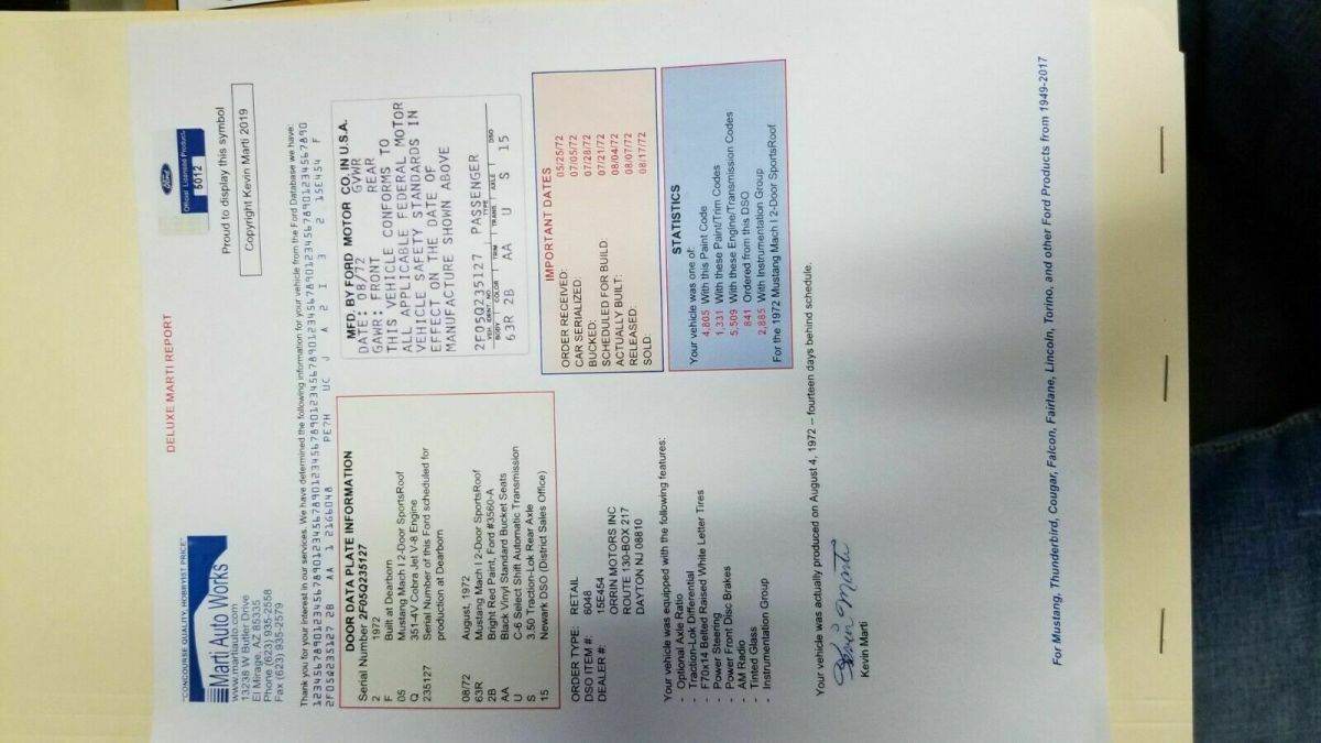 1972 Red Ford Mustang Fastback