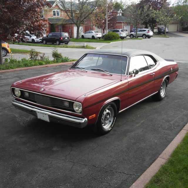 1972 Burgundy Plymouth Duster Coupe