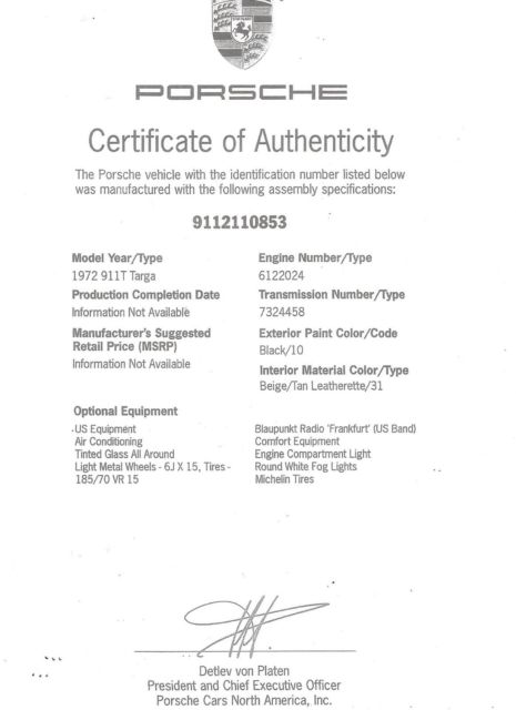 1972 Black Porsche 911 targa