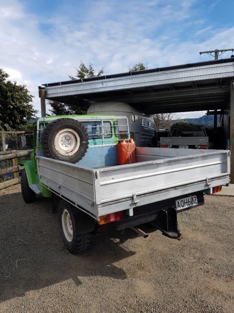 1972 green (has been painted) Toyota Land Cruiser pick up ute
