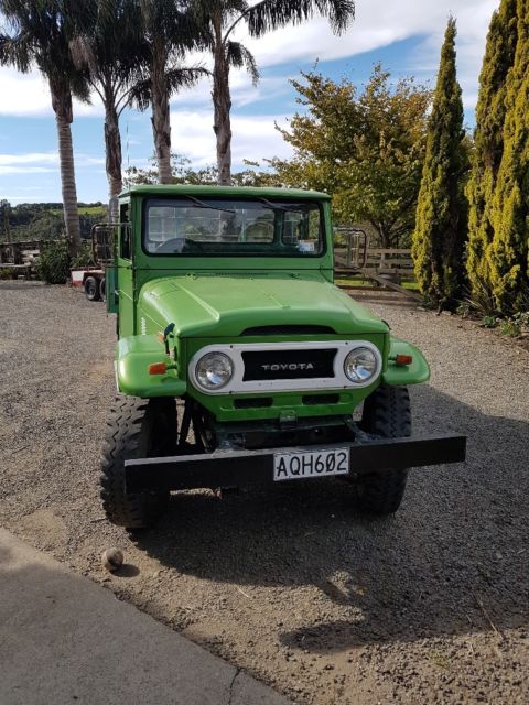 1972 green (has been painted) Toyota Land Cruiser pick up ute