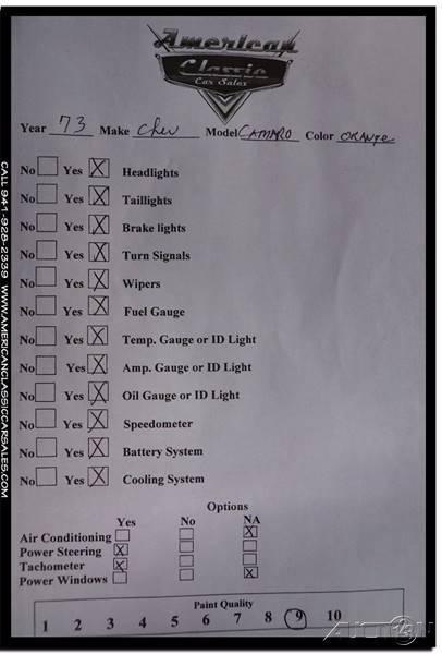 1973 Orange Chevrolet Camaro