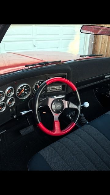 1973 --red Chevrolet C-10 --short bed