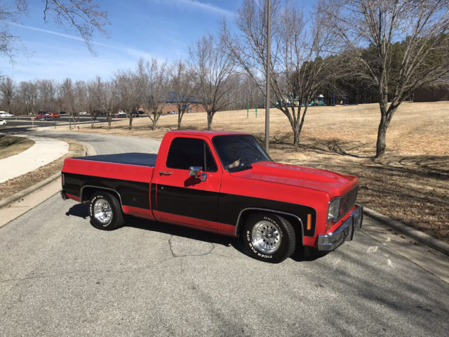 1973 Red with Black Chevrolet C-10 Standard Cab Pickup