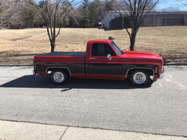 1973 Red with Black Chevrolet C-10 Standard Cab Pickup
