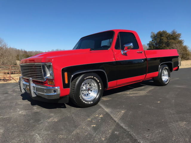 1973 Red with Black Chevrolet C-10 Standard Cab Pickup