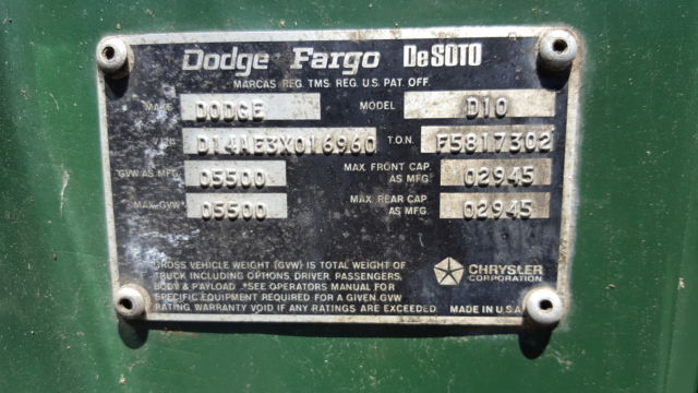 1973 Green Dodge Other Pickups REG CAB PICKUP