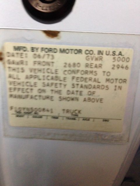 1973 Blue Ford F-100 Standard Cab Pickup