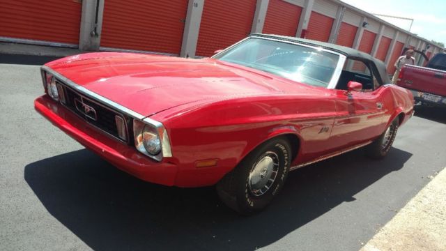 1973 Red Ford Mustang Convertible