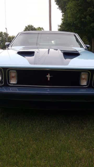 1973 Lite blue with dark blue Ford Mustang Fastback
