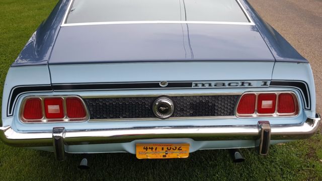 1973 Lite blue with dark blue Ford Mustang Fastback