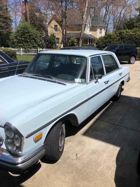 1973 Blue Mercedes-Benz 200-Series Sedan