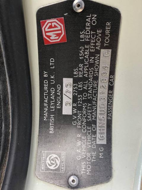 1973 glacier white MG MGB Convertible