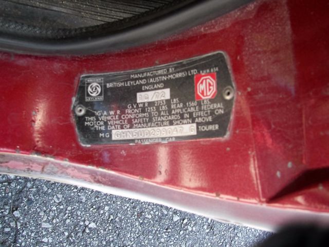 1973 Red MG MGB Convertible