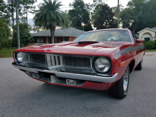1973 Red Plymouth Barracuda Coupe