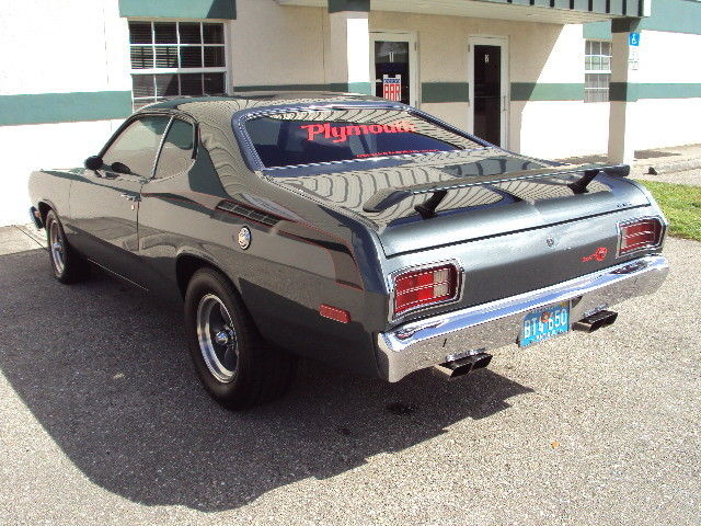 1973 Gun Metal Gray Plymouth Duster Coupe