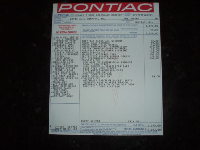 1973 Black Pontiac GTO Coupe