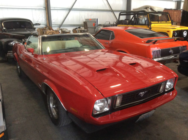 1973 Red Ford Mustang Two Door Convertible