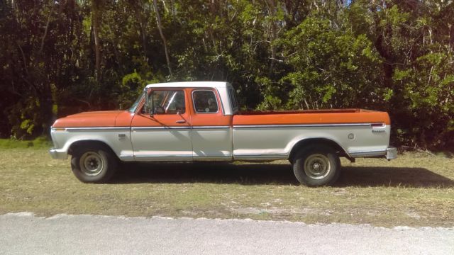 1974 orange/white Ford F-250 super cab