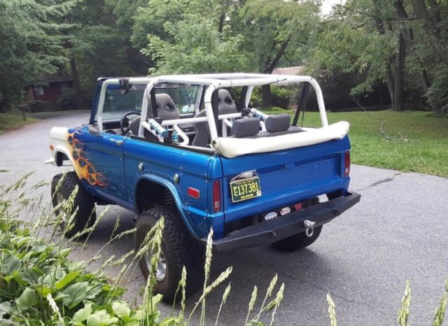 1974 Electric Blue with Custom White Flame Paint Job Ford Bronco Truck