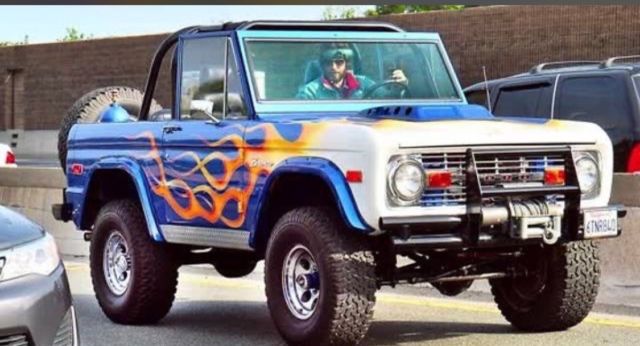 1974 Electric Blue with Custom White Flame Paint Job Ford Bronco Truck