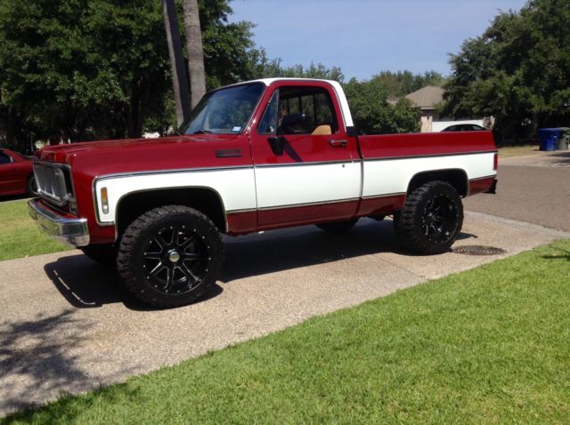 1974 Burgundy with White Chevrolet C-10 Swb