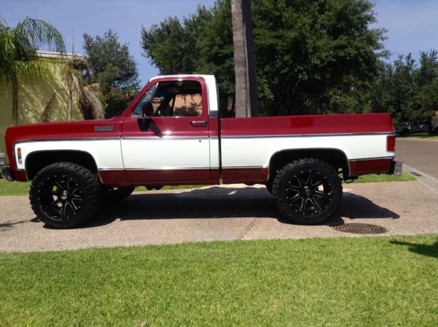 1974 Burgundy with White Chevrolet C-10 Swb