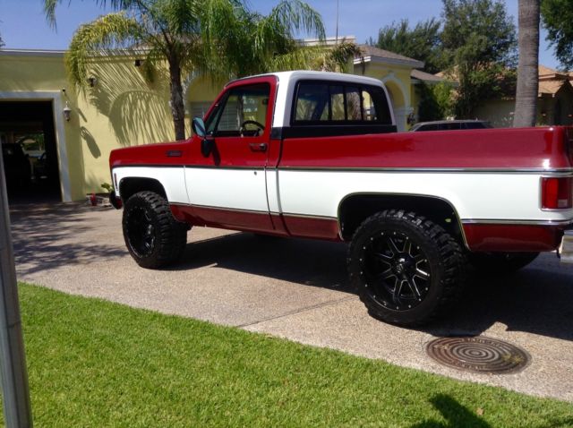 1974 Burgundy with White Chevrolet C-10 Swb