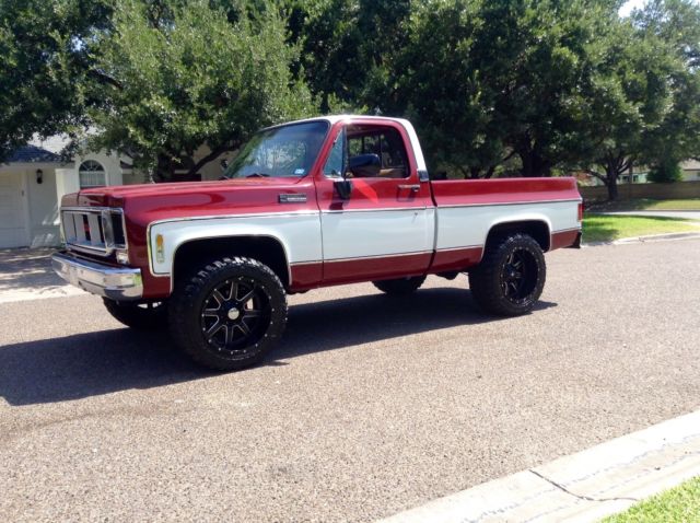 1974 Burgundy with White Chevrolet C-10 Swb