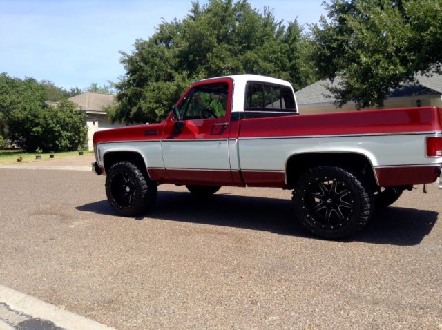 1974 Burgundy with White Chevrolet C-10 Swb