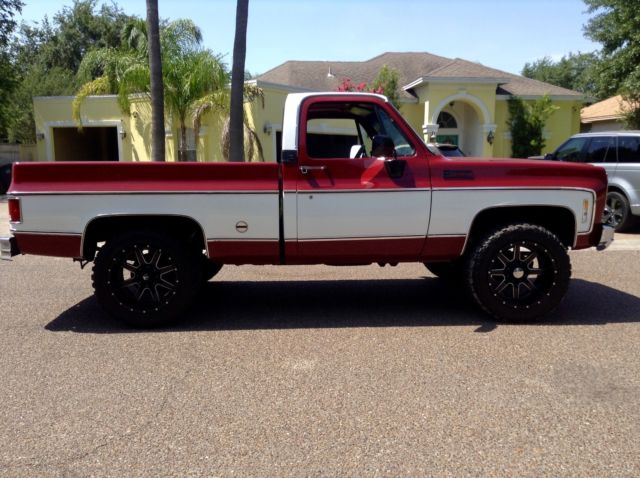 1974 Burgundy with White Chevrolet C-10 Swb