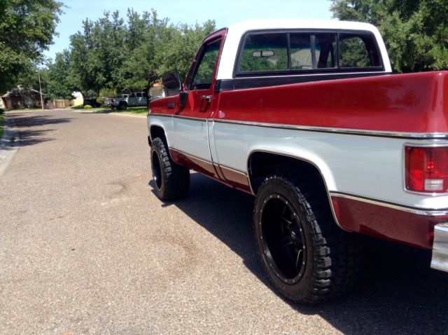 1974 Burgundy with White Chevrolet C-10 Swb