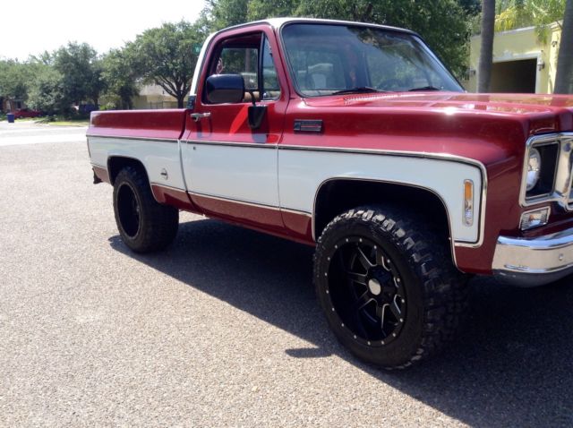 1974 Burgundy with White Chevrolet C-10 Swb