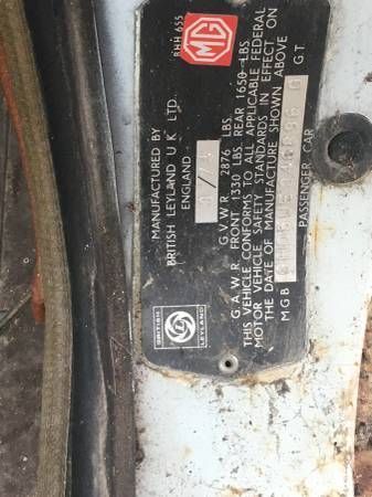 1974 White MG MGB Coupe