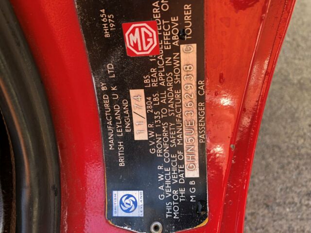 1974 Red MG MGB Convertible