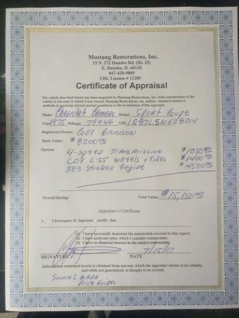 1975 Blue Chevrolet Camaro Fastback