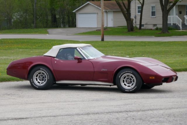 1975 Burgundy Chevrolet Corvette Convertible