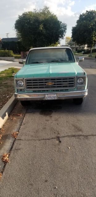 1975 Teal/ white Chevrolet C-10 Standard Cab Pickup