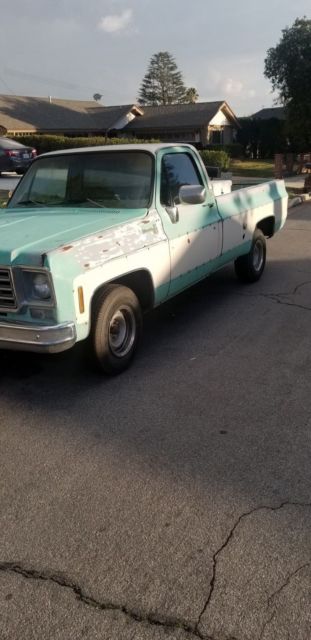 1975 Teal/ white Chevrolet C-10 Standard Cab Pickup