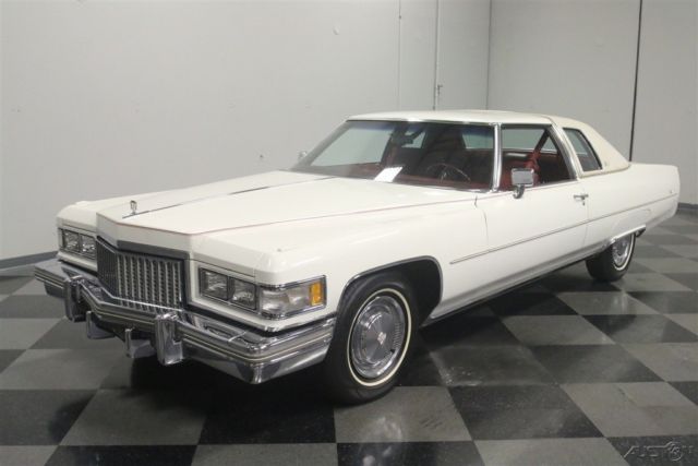 1975 White Cadillac Coupe Deville