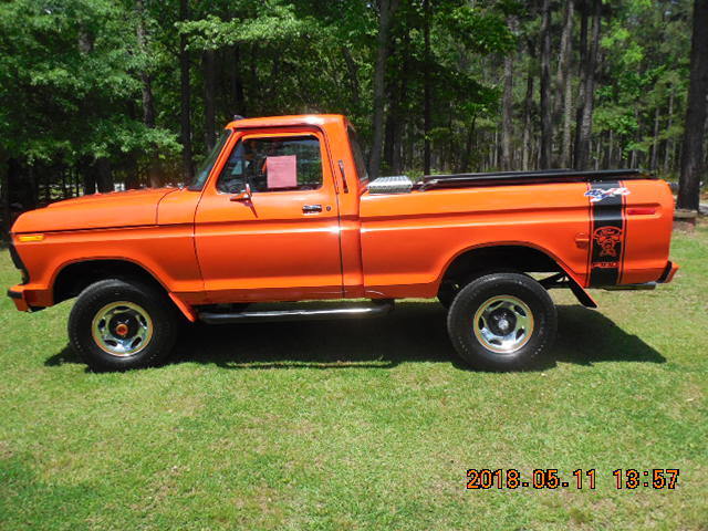 1975 Orange Ford F-100 Extended Crew Cab Pickup
