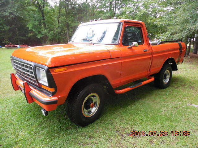 1975 Orange Ford F-100 Extended Crew Cab Pickup