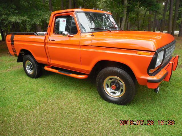 1975 Orange Ford F-100 Extended Crew Cab Pickup