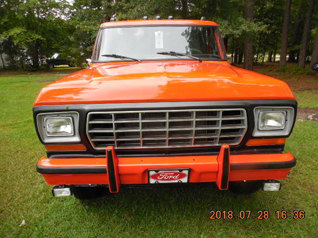 1975 Orange Ford F-100 Extended Crew Cab Pickup