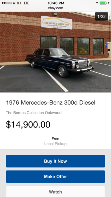 1976 White Mercedes-Benz 300-Series Sedan
