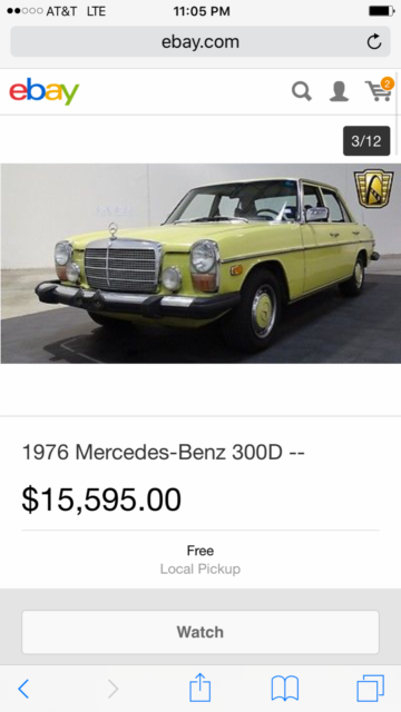 1976 White Mercedes-Benz 300-Series Sedan
